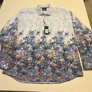 Macedonia men’s long sleeve , Italian fabric dress shirt.  New with tags